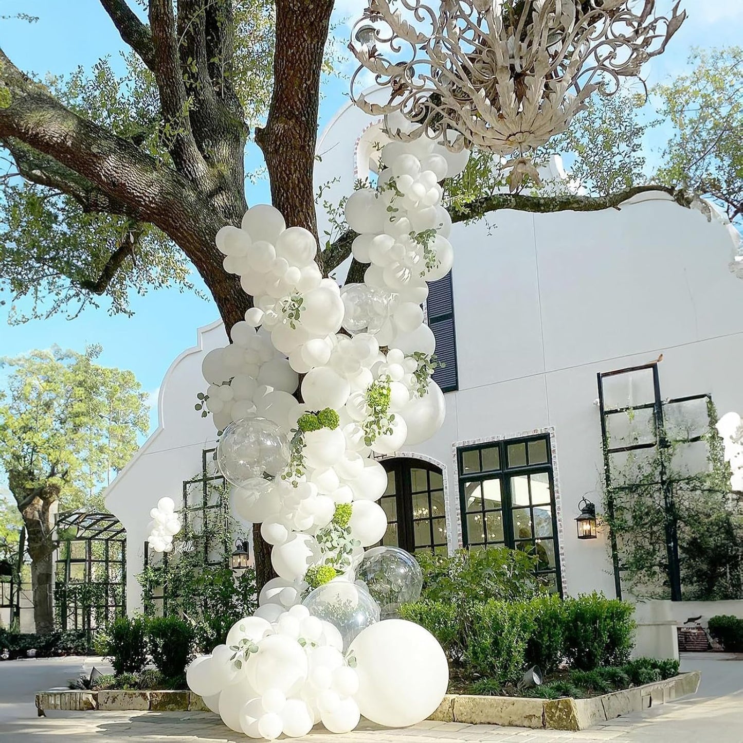 White Balloons, 12 Inch Pearl Pure White Ivory Latex Balloon with Silver Confetti Balloons for Boho Birthday Baby Shower Wedding Bachelorette Retirement Valentine’s Day Party Decorations