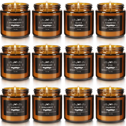 12 Pcs Scented Candles with Added Natural Essential Oils, 3.05oz, Suitable for Various Festivals, Parties, Yoga, and Home Scene