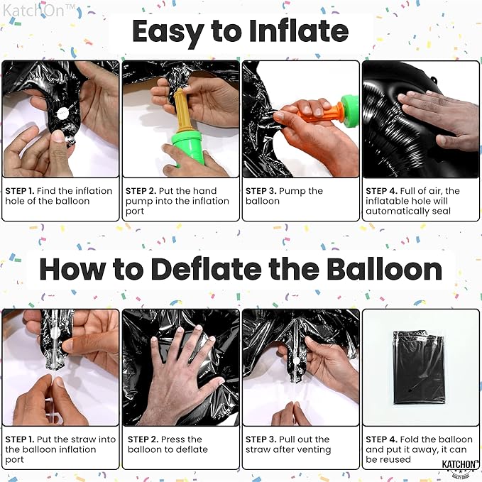 KatchOn, Black Number 4 Balloons - Giant, 40 Inch | Black 4 Balloon Number, 4th Birthday Decorations Boy | 4 Year Old Balloon, 4th Birthday Decorations for Boys | Halloween Birthday Party decorations