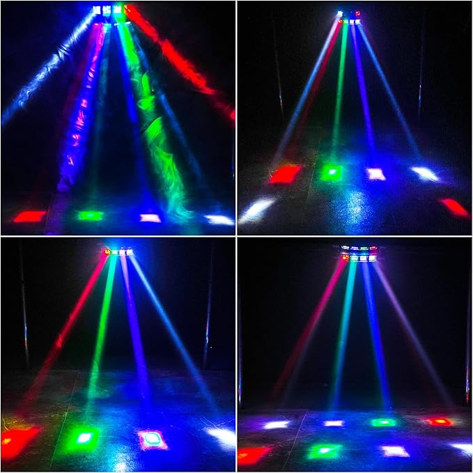 8-Pack U`King Spider Moving Head Light 8x10W LEDs Beam Sound Activated and DMX-512 Control for Party Pub Festival Disco Show Wedding Event