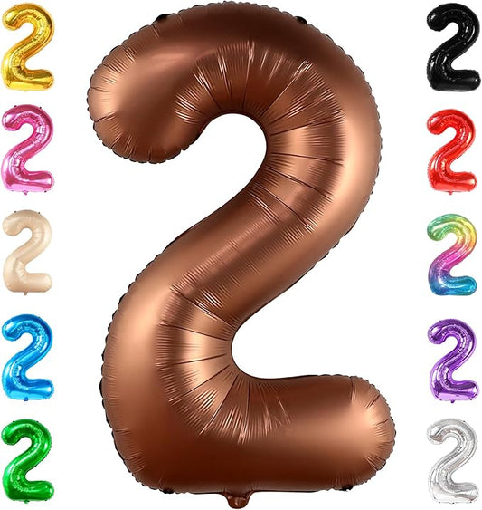 KatchOn, Giant Coffee Brown 2 Balloon Number - 40 Inch | Brown 2 Birthday Balloon, 2nd Birthday Decorations for Boy | Safari Theme Party Decorations | 2nd Birthday Party Supplies