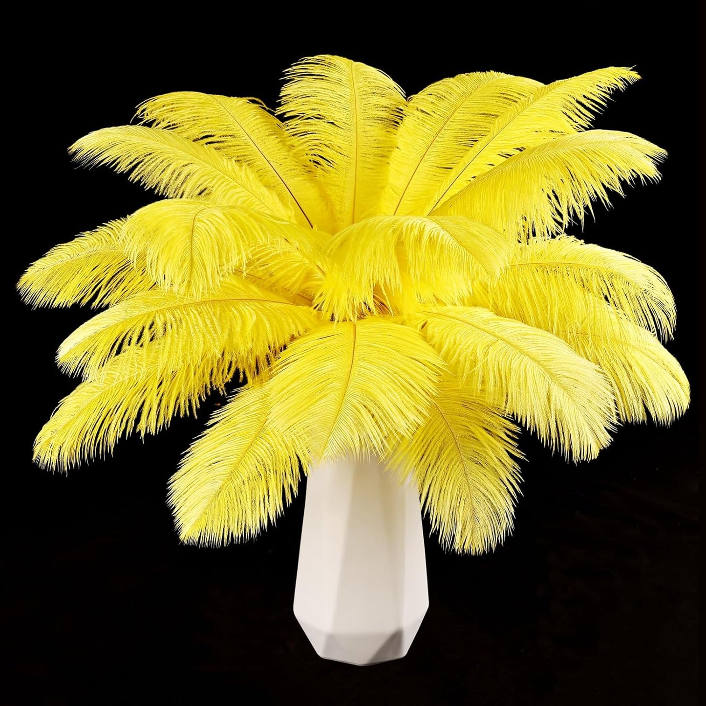 THARAHT Yellow Ostrich Feathers 24pcs Natural Bulk 8-10Inch 20cm-25cm for Crafts Wedding Party Centerpieces Halloween and Home Decoration Feathers
