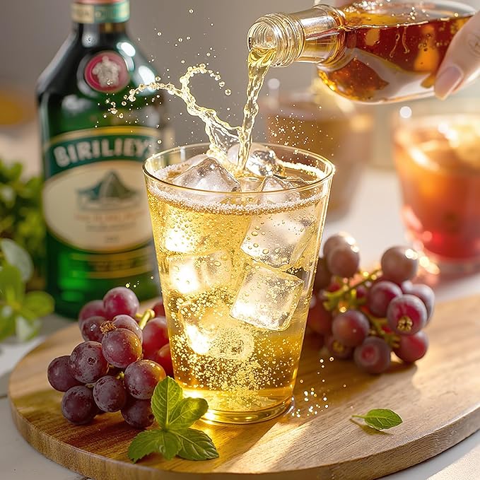 12 oz Plastic Cups Disposable Gold Clear Plastic Christmas Cups Cocktail Glasses 50 Pack Drinking Disposable Cups for Party,New Year,Birthday, Wedding, Graduation