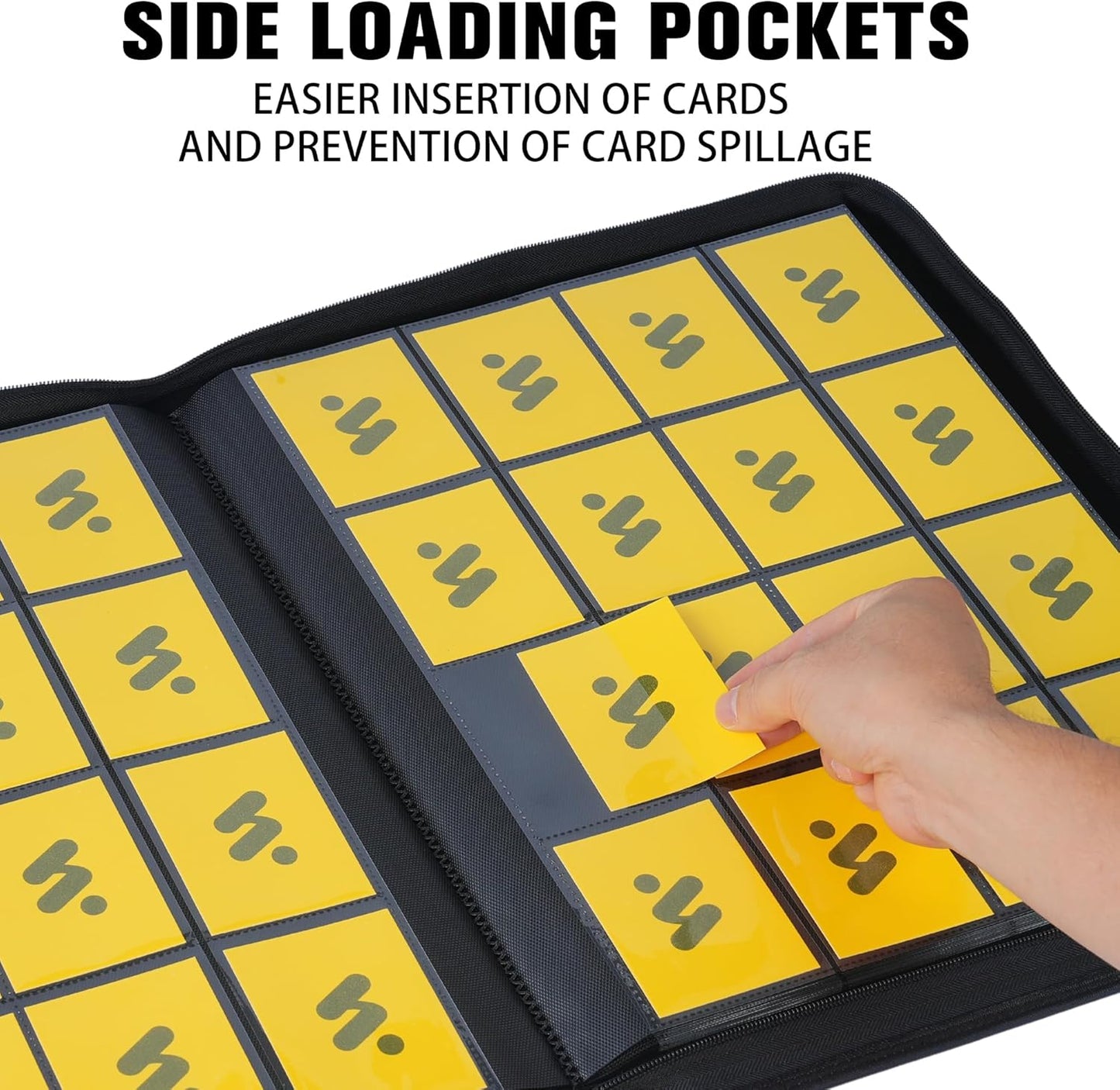 Premium 1000+ Pockets Card Binder,16 Pockets Trading Card Binder Ringless Side Loading Trading Card Album Folder for TCG -Blue