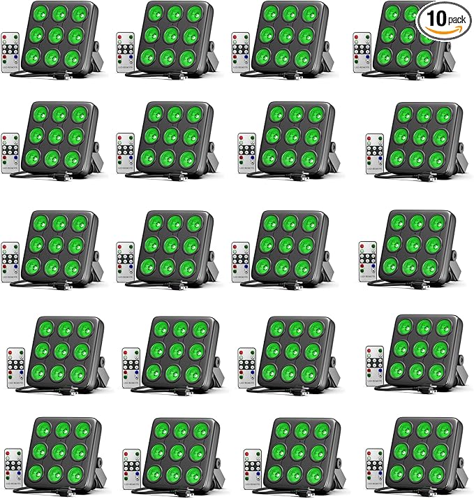 90W Square LED Stage Lights, Corded RGBW 4 in 1 Par Lights, LED Par Can by DMX & Sound Activated Control, Uplights for DJ Show Party KTV Halloween, 20 Pack