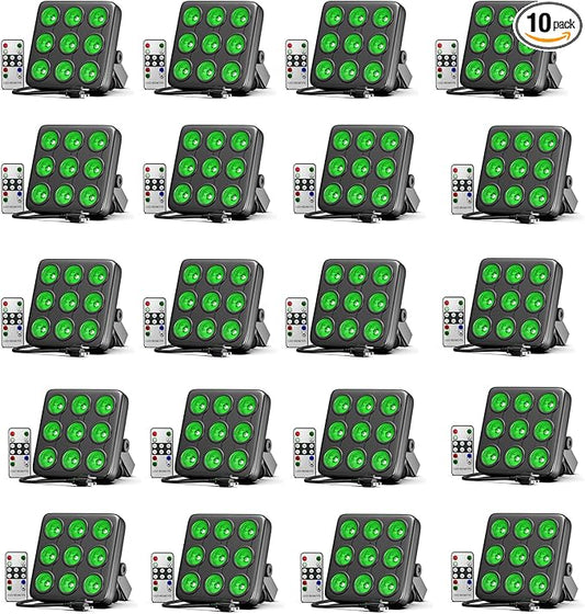 90W Square LED Stage Lights, Corded RGBW 4 in 1 Par Lights, LED Par Can by DMX & Sound Activated Control, Uplights for DJ Show Party KTV Halloween, 20 Pack