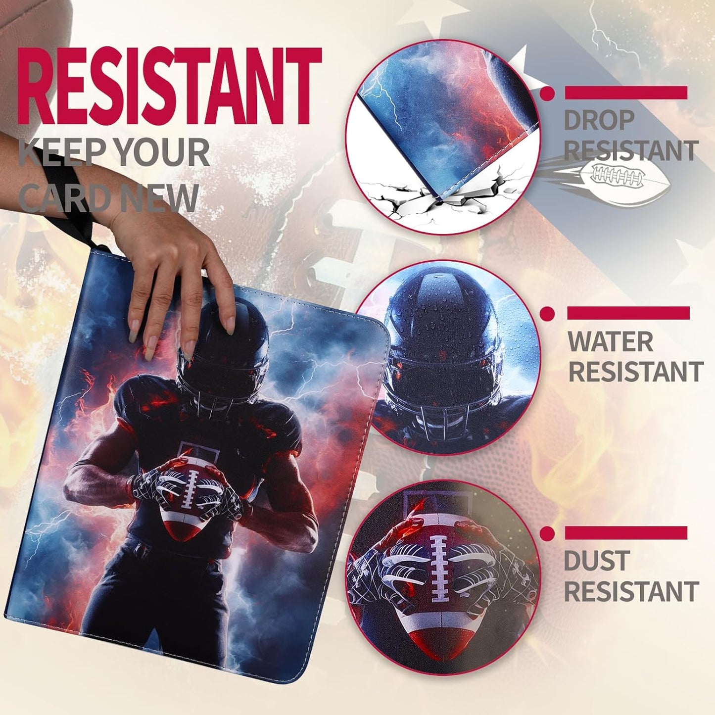 Football Card Binder 1080 Pockets, Ultimate Trading Card Ablums with 60 Page Removable Sleeves to Organize and Protect Your Sports Cards Like a Pro