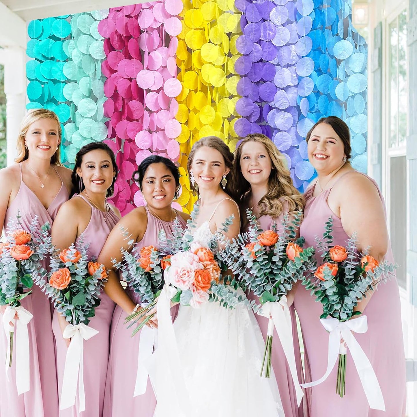 256Ft Pastel Party Decorations Big Circle Dot Backdrop Streamer Pastel Tissue Paper Polka Dots Hanging Curtain Garland for Birthday Wedding Bachelorette Engagement Baby Shower Macaron Party Supplies