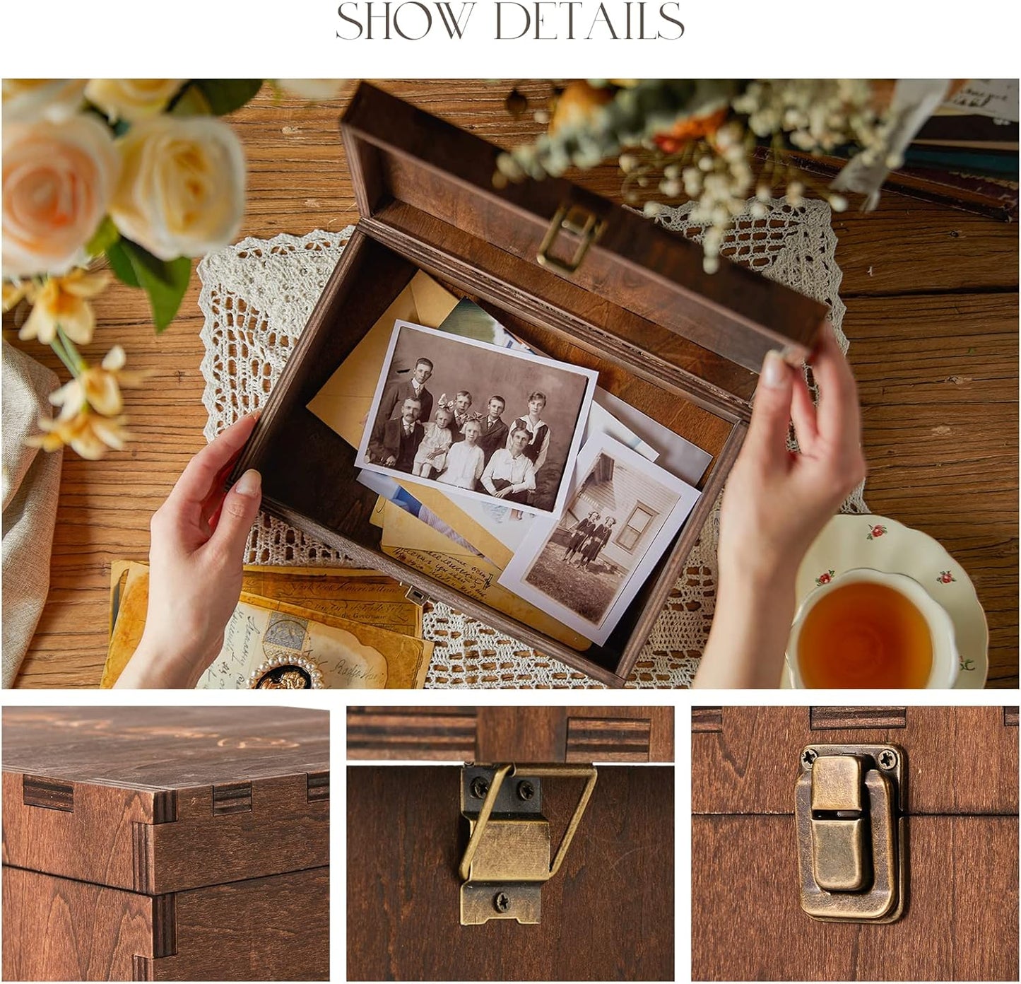 AW BRIDAL Personalized Wedding Keepsake Box with Lid, Wood Memory Storage box, Bridal Shower Gifts Anniversary Engagement Wedding Gifts for Couples Newlyweds//DK2201CPP37//