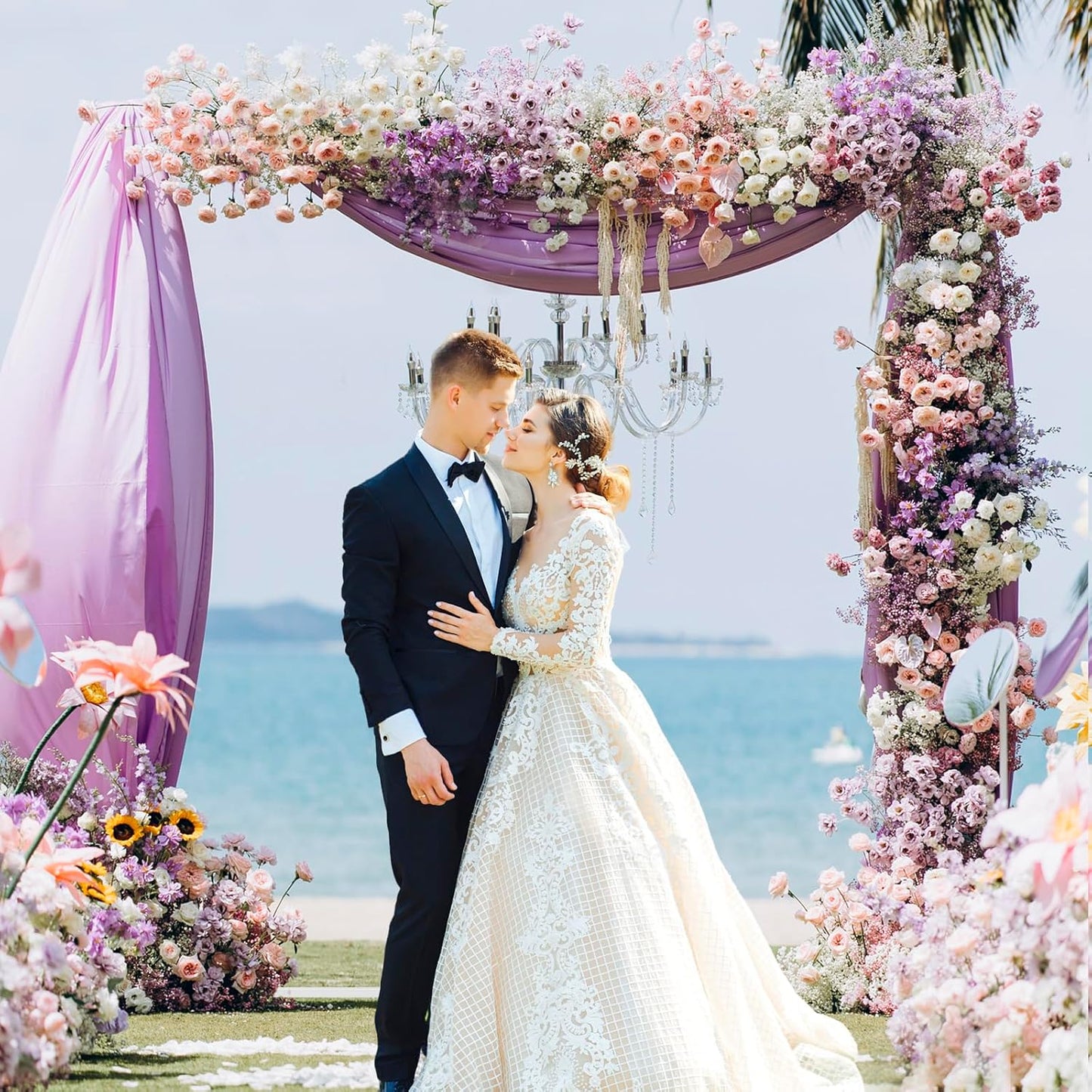 Asee'm 6.6FTx6.6FT White Wedding Arch Backdrop Stand Square Metal Rectangular Arch Frame for Ceremony Party Birthday Bridal Baby Shower Anniversary Arbor Balloon Decoration