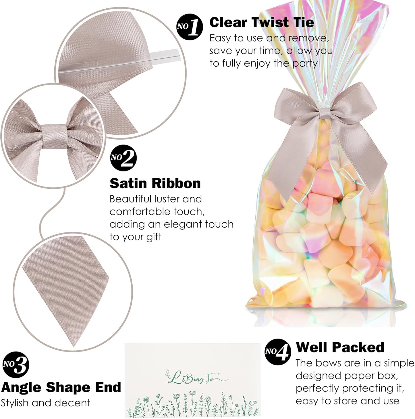 3.5" Dusty Rose Bow Satin Pre-Tied Bows for Gift Wrapping, Small Bows for Crafts, Pink Bows, Candy Apple Bows, Twist Tie Bows for Cake Decorating, Party Favor, Wedding Decoration-36 Counts