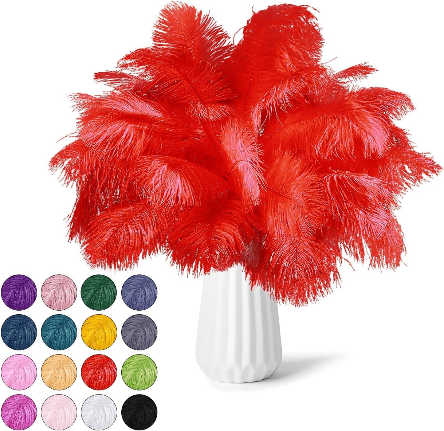 NEWONG 30pcs red Ostrich Feathers Natural Bulk 8-10inch(20-25cm) Vase Craft Wedding Home Party Centerpieces Christmas Day Decoration