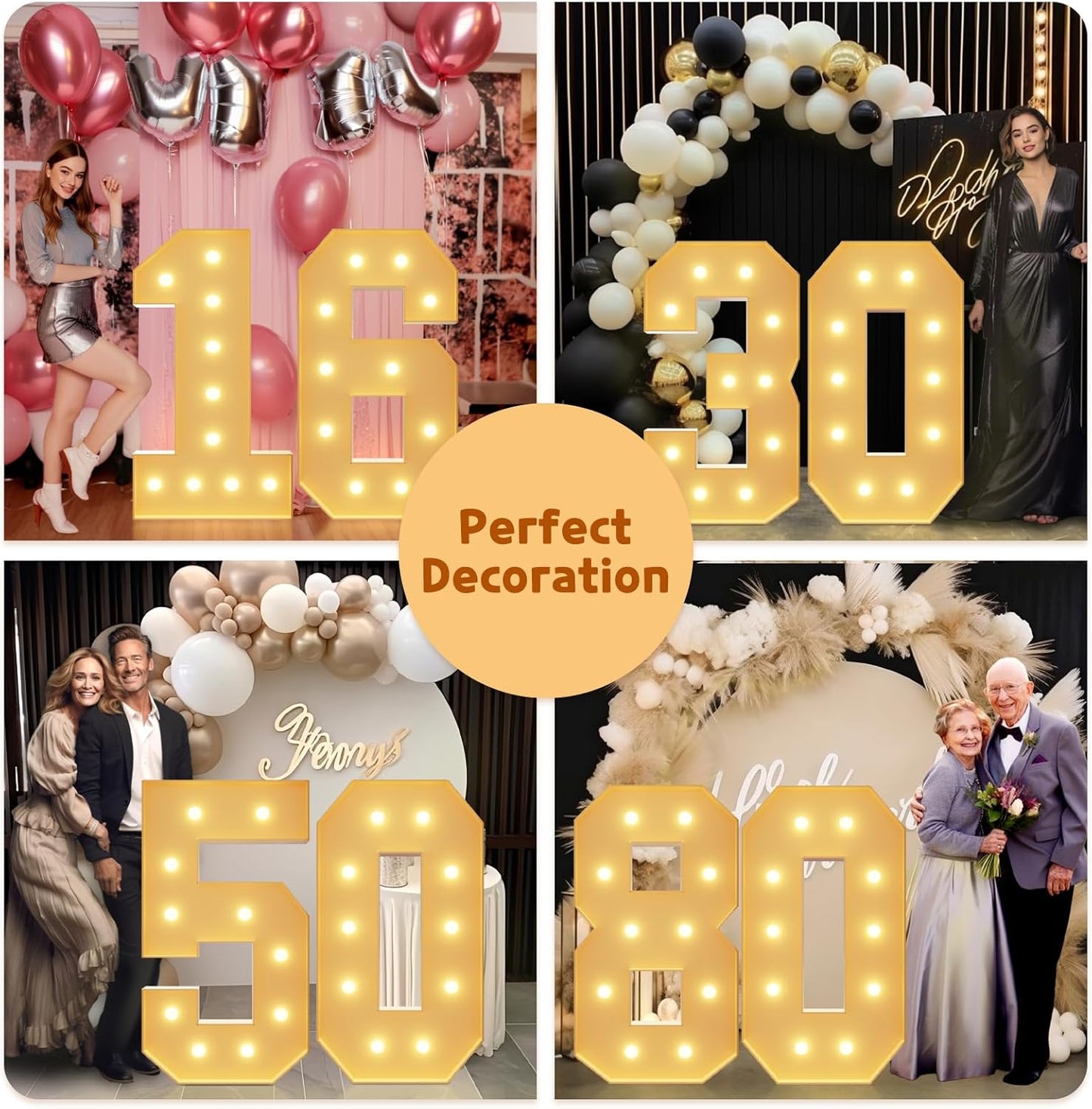 Imprsv 4FT Light Up Numbers, Marquee 13th Birthday Decorations for Girls Boys, Large Light Up 13th Birthday Women Foam Board Anniversary Party Decorations Arch Kit (DIY)