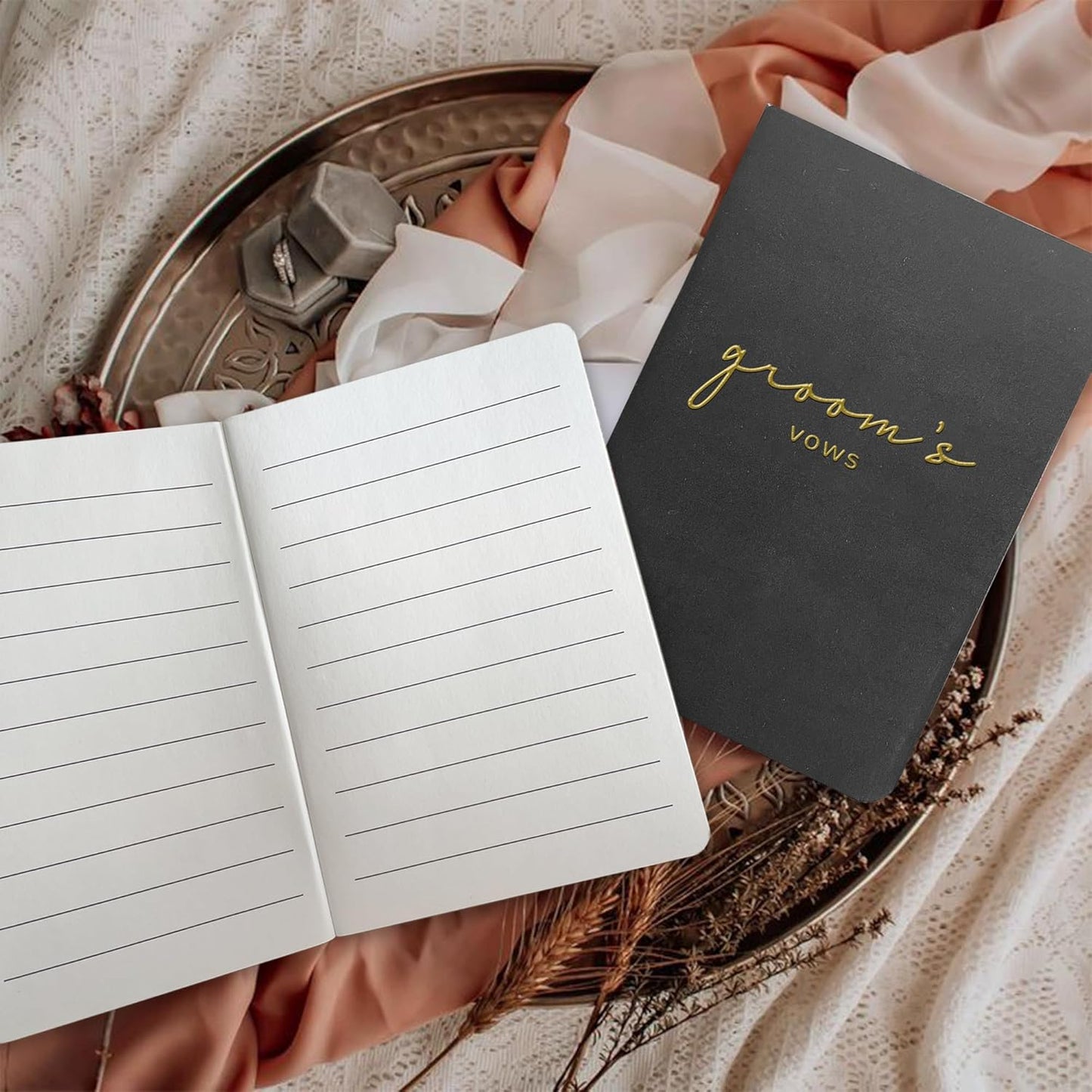 Vow Books His and Hers Wedding Vow Books Bride and Groom Vow Books Wedding Essentials Wedding Accessories(XZ-GB-Black)