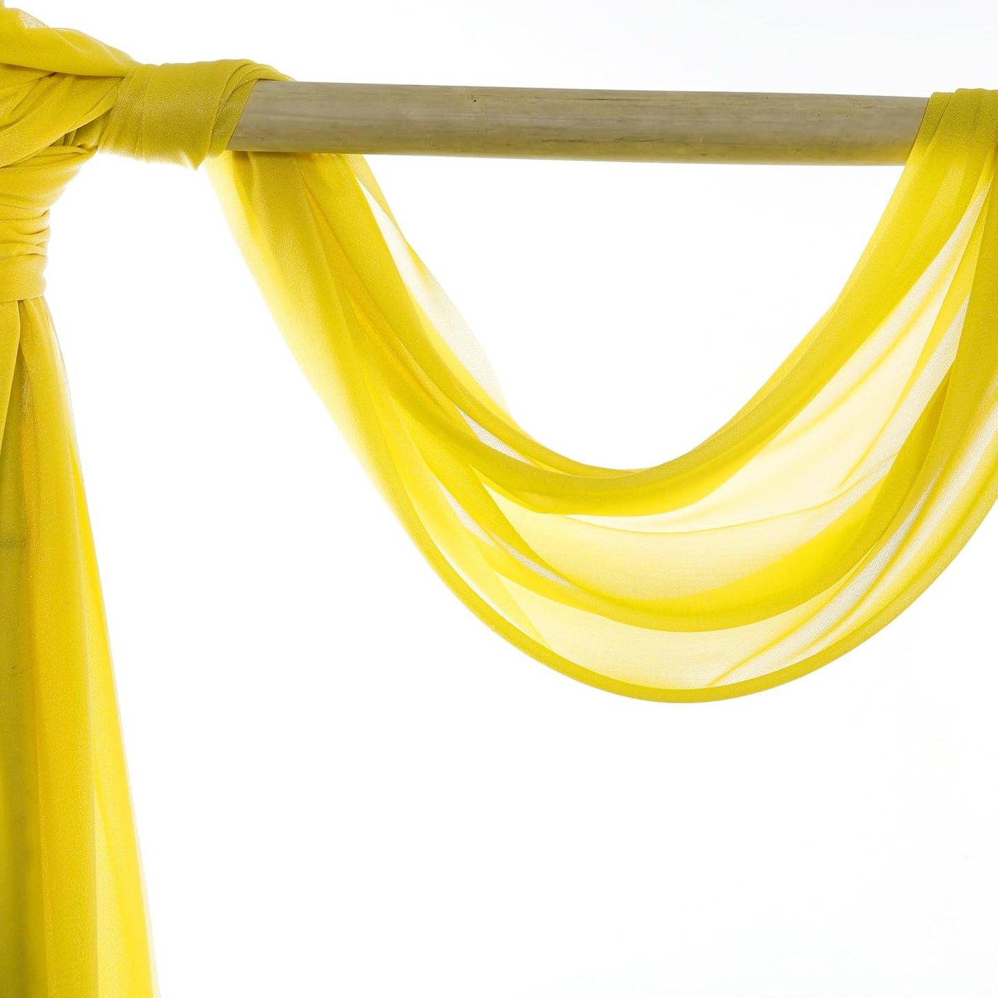 VDS Pack of 2 Panel (30 Inch X 40 Feet) Wedding Arch Draping Fabric Sheer Chiffon Fabric Drapery for Wedding Ceremony Reception Swag Backdrop Canopy Chuppah ARBO Altars Decoration (Yellow)