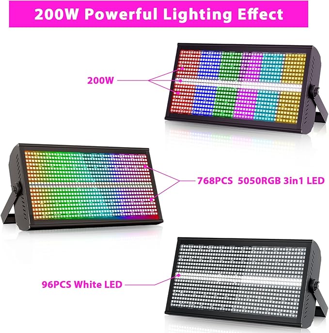 Led Wall Washer Light,200W Stage Lighting Bar Dj Light Bar Party Lights DJ Disco Lights Professional DMX Control Auto Play Sound Activated Strobe Lighting for Parties Church Wedding Club-8PC