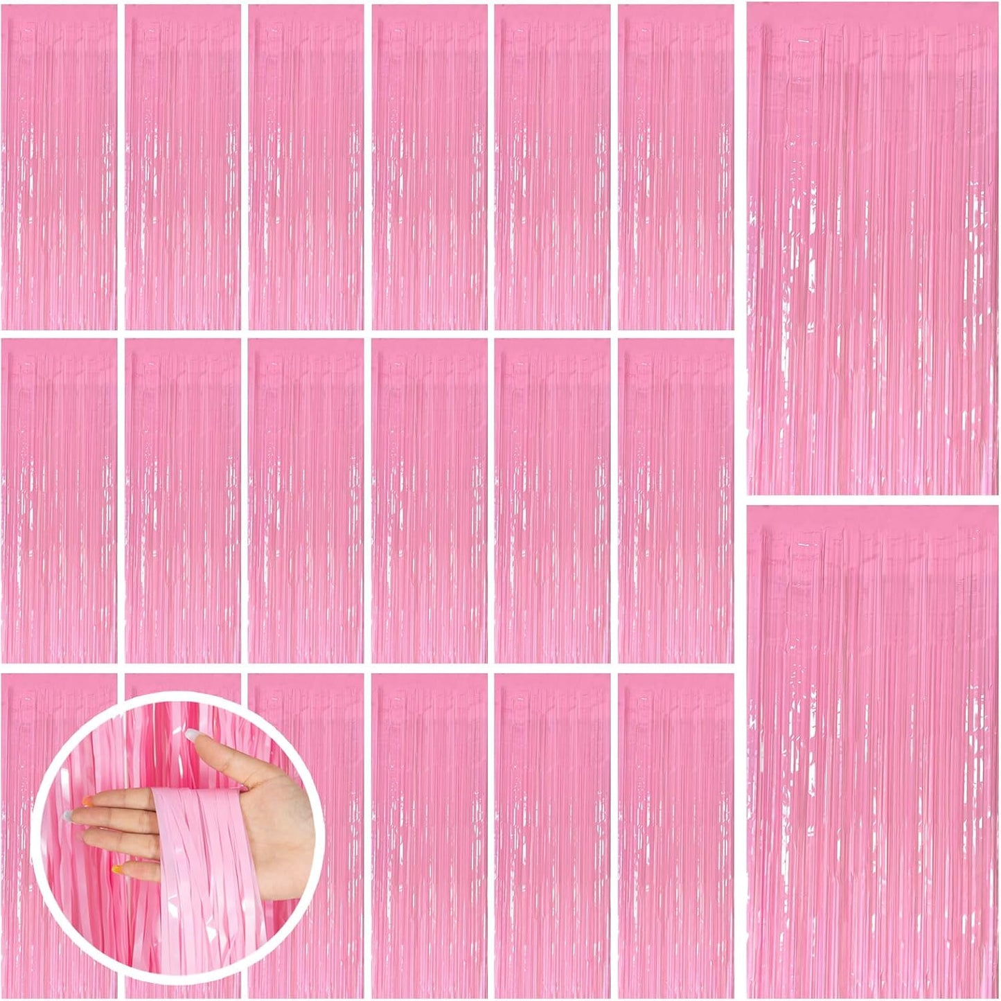 20 Pack Party Backdrop Decorations Pink Tinsel Curtain Party Backdrop Foil Fringe Birthday Decorations Photo Booth Streamer Backdrop Pink Theme Bachelorette Graduation Party Decorations