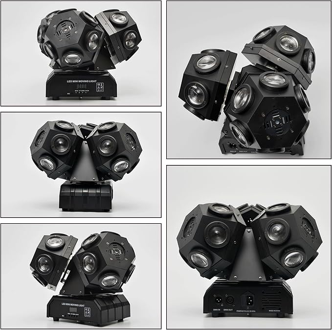 18LEDs Moving Head DJ Light Rotating Beam Lights Stage DJ Lighting Led Pinspot Uplighting Lights for Events Sound Activated Dmx512 Light for DJ KTV Disco Party Wedding Concert Festival
