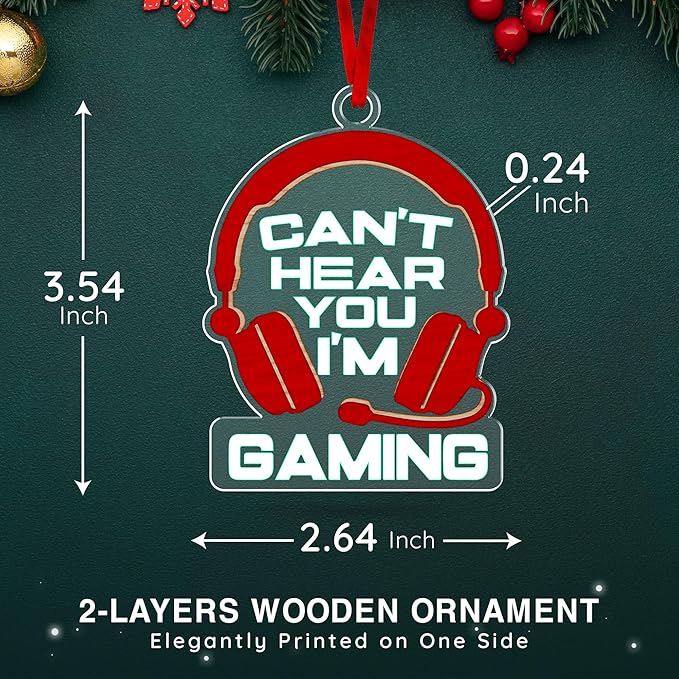 Gaming Ornaments for Christmas Tree - Innovative Gamer Ornaments 2025 Design, Gifts for Video Games Lovers, Unique Headphone Ornament, 'Can't Hear You, I'm Gaming' Theme, Ideal Gift for Gamers