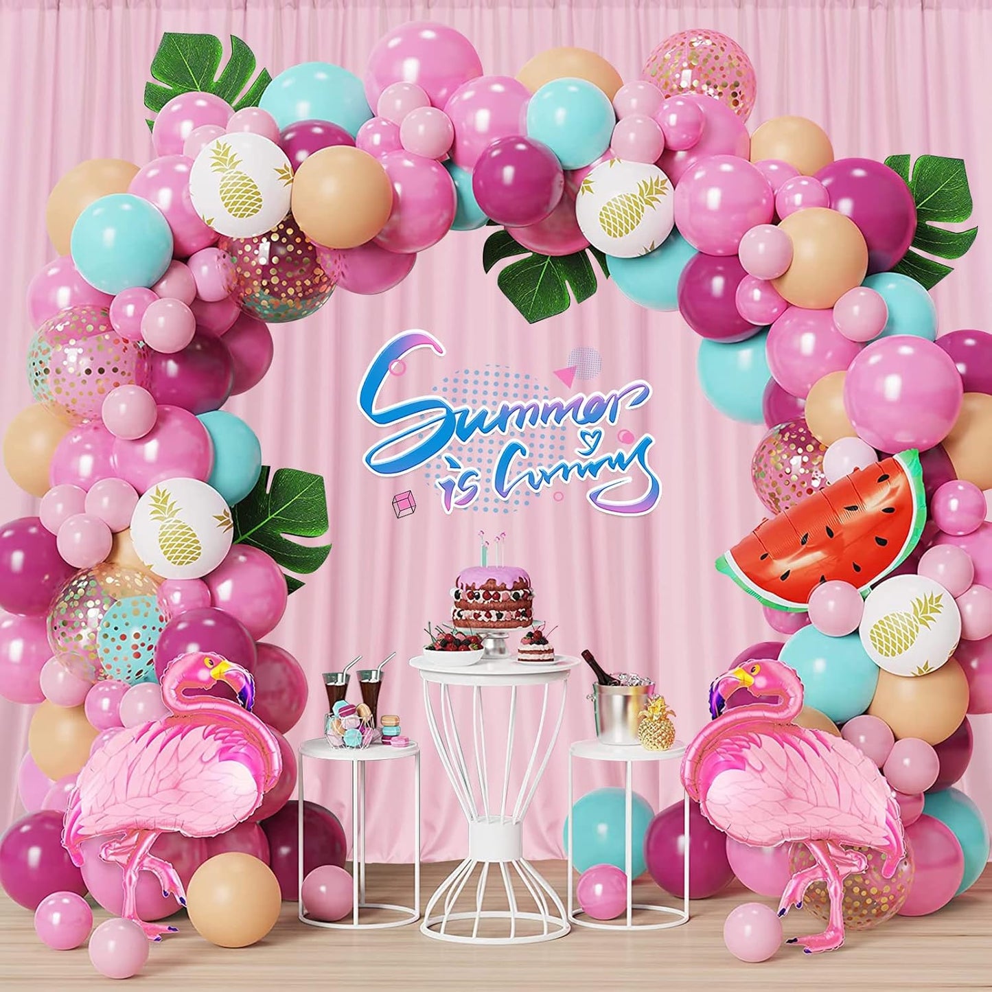 Pink Backdrop Curtain for Parties Rod Pocket Pink Curtains Photography Backdrop Drapes Privacy Fabric Decoration for Birthday Party Wedding Baby Shower Home Decor, 5ft x 7ft, 2 Panels