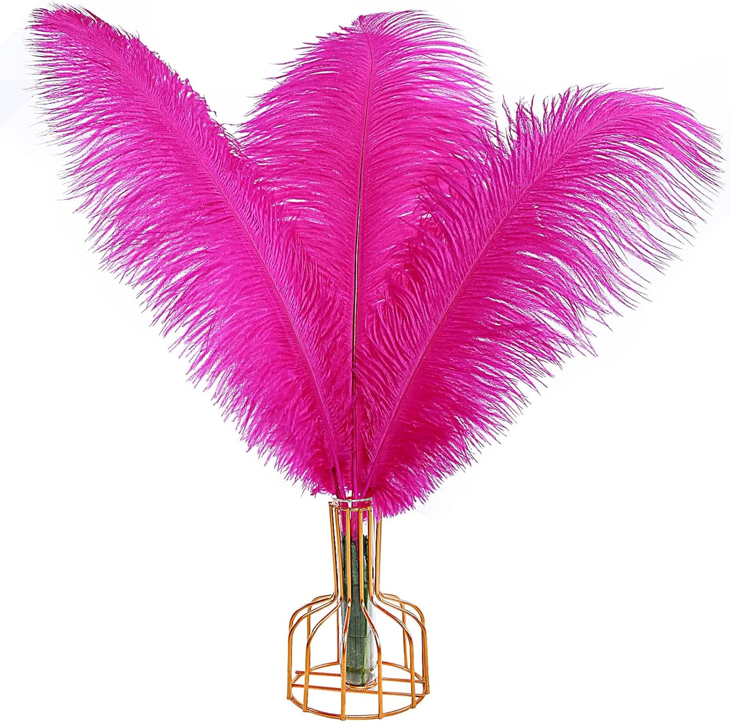 THARAHT 12pcs Hot Pink Ostrich Feathers Natural Bulk 14-16Inch 35cm-40cm for Wedding Party Centerpieces Easter Gatsby and Home Decorate Ostrich Feathers
