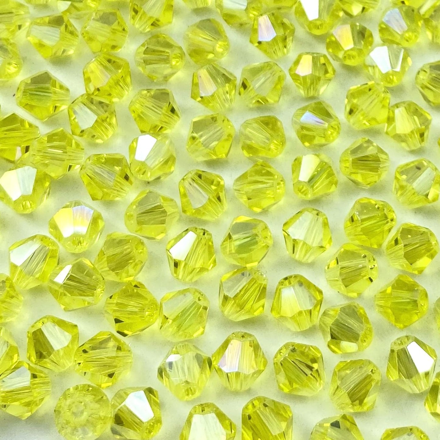 250pcs 6mm Bicone Crystal Glass Beads Loose Spacer Beads Faceted Craft Beads for Jewelry Making DIY Necklace Bracelet Earring Wind Chimes Suncatchers Ornamen(Lemon Yellow AB)