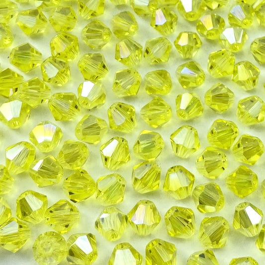 250pcs 6mm Bicone Crystal Glass Beads Loose Spacer Beads Faceted Craft Beads for Jewelry Making DIY Necklace Bracelet Earring Wind Chimes Suncatchers Ornamen(Lemon Yellow AB)