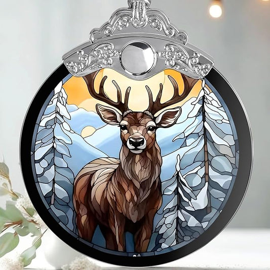 Stained Glass Christmas Ornament, Jocidea Deer Christmas Decorations, Christmas Tree Ornament, Deer Lovers Gifts, Holiday Decor and Xmas Gifts Ideas