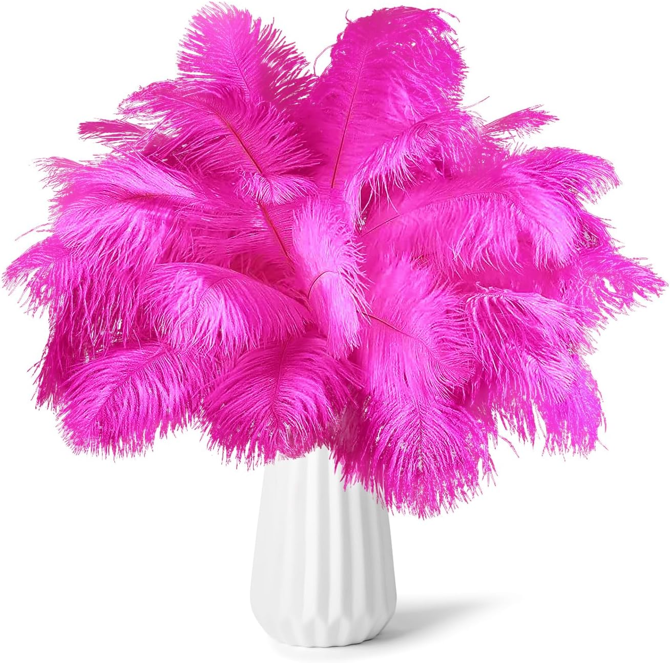 NEWONG 30pcs Fuchsia Ostrich Feathers Natural Bulk 11-14inch(28-35cm) Vase Craft Wedding Home Party Centerpieces Christmas Day Decoration