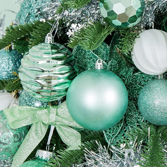 XmasExp Christmas Ball Ornaments (3.15", Mint Green) 16ct Christmas Ball Ornaments Shatterproof Xmas Tree Hanging Balls Decorations Perfect for Holiday Wedding Christmas Decor