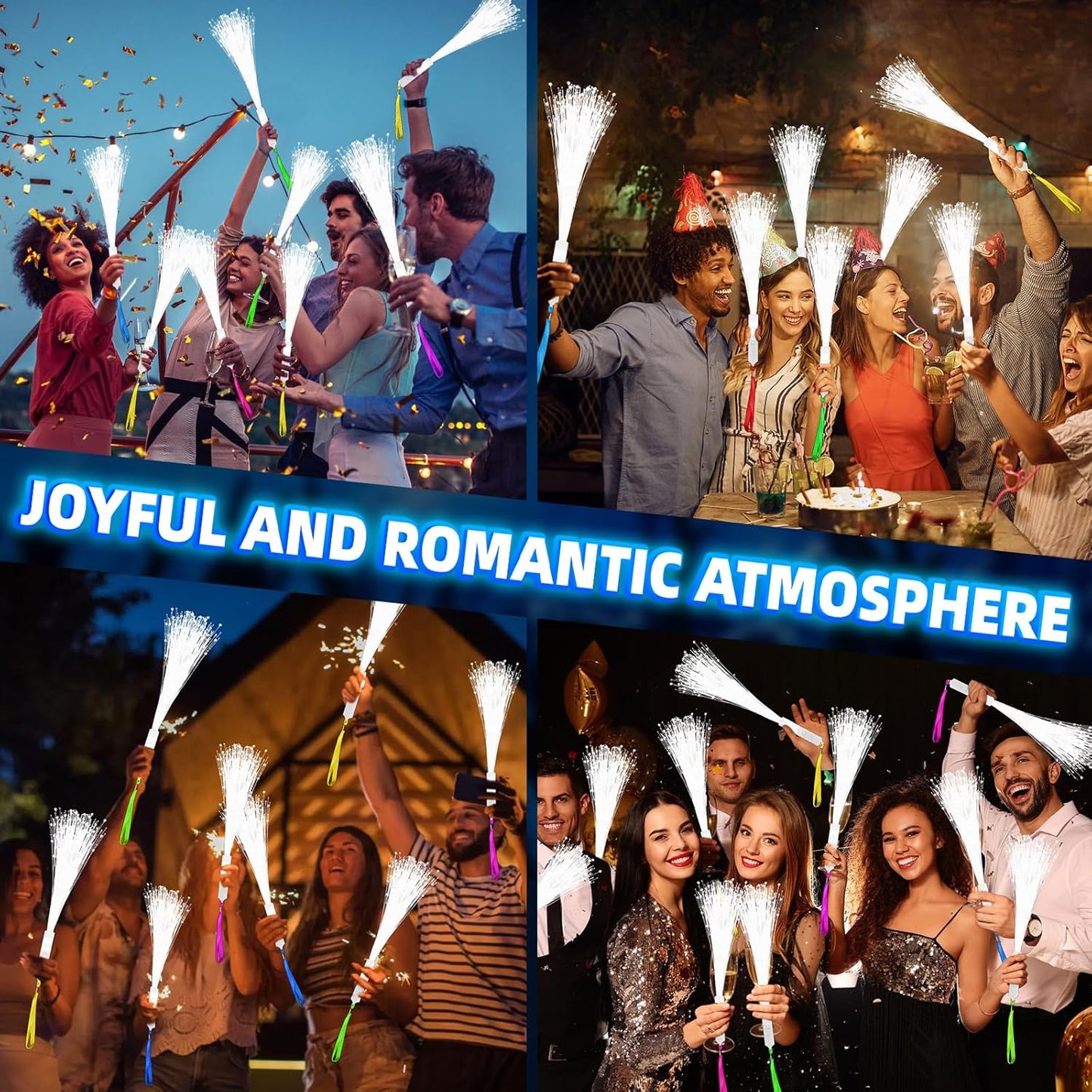 36 PCS White Fiber Optic Sticks, LED Fiber Wands, Fiber Optic Wand with 3 Light Modes, Glow in the Dark Party Supplies, Wedding Party Supplies, for Wedding, New Year, Birthday, Carnival