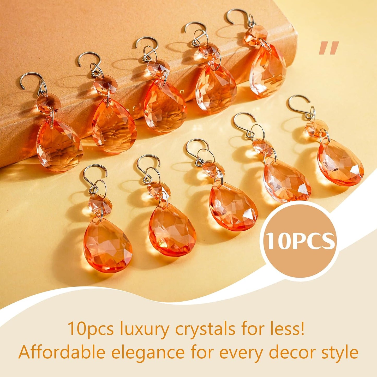 H&D HYALINE & DORA 3Inch Crystal Suncatcher Bauhinia Prisms Pendants 10Pcs Chandelier Crystals Replacement Hanging Sun Catcher Beads for DIY Arts Crafts Decor (Water Red)