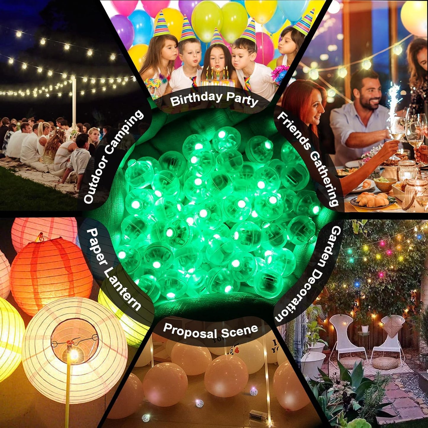 200pcs LED Green Balloon Lights, Round LED Mini Lights for Paper Lantern Balloon Birthday Party Event Indoor Outdoor Wedding Decoration Halloween Christmas Supplies