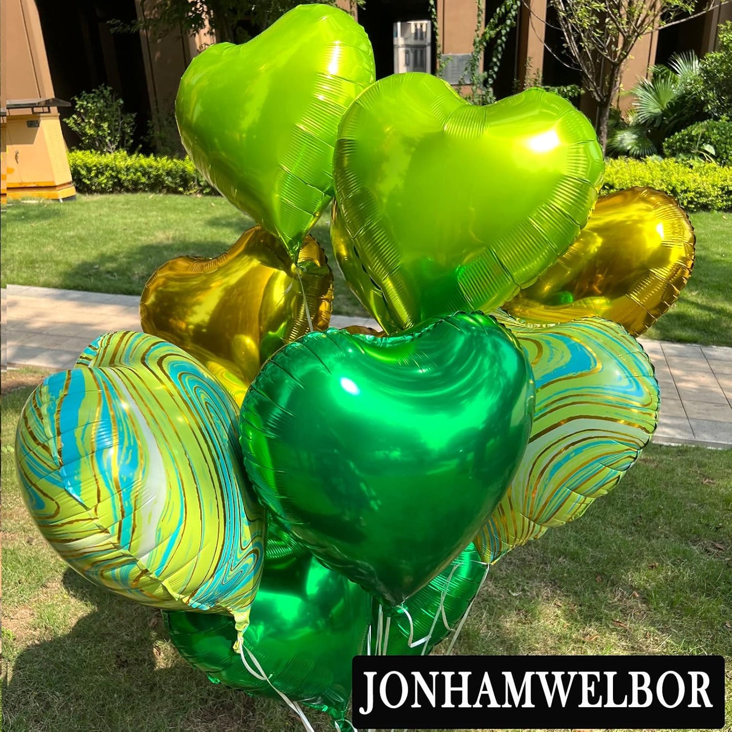 Jonhamwelbor 20Pcs 18 inch Green Foil Mylar Heart Shape Balloons Decorations Valentines Birthday Wedding Baby Shower Party (Emerald Green)