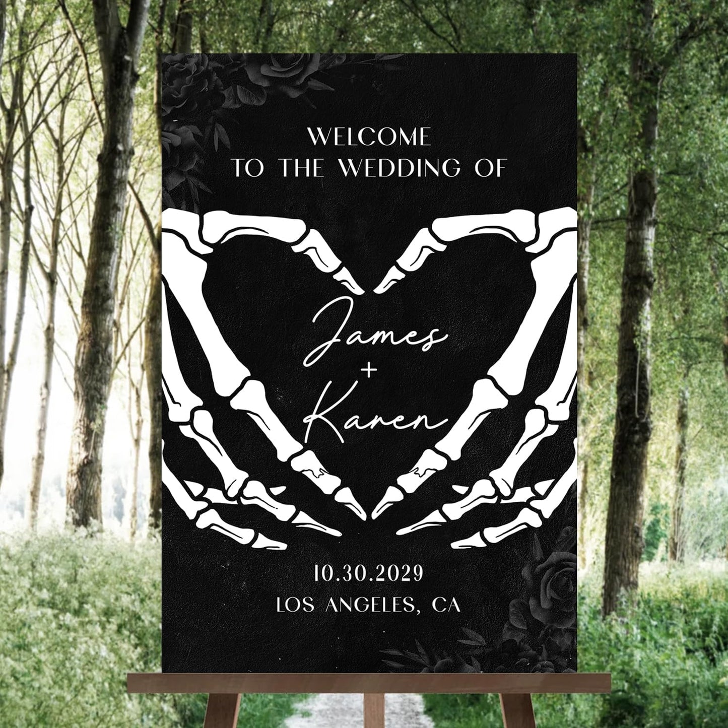 Halloween Wedding Welcome Sign, Gothic Welcome Sign Black Wedding Sign, Wedding Sign Halloween Wedding, Gothic Wedding, Black Wedding Gothic Welcome Sign, Welcome Wedding Sign With Stand