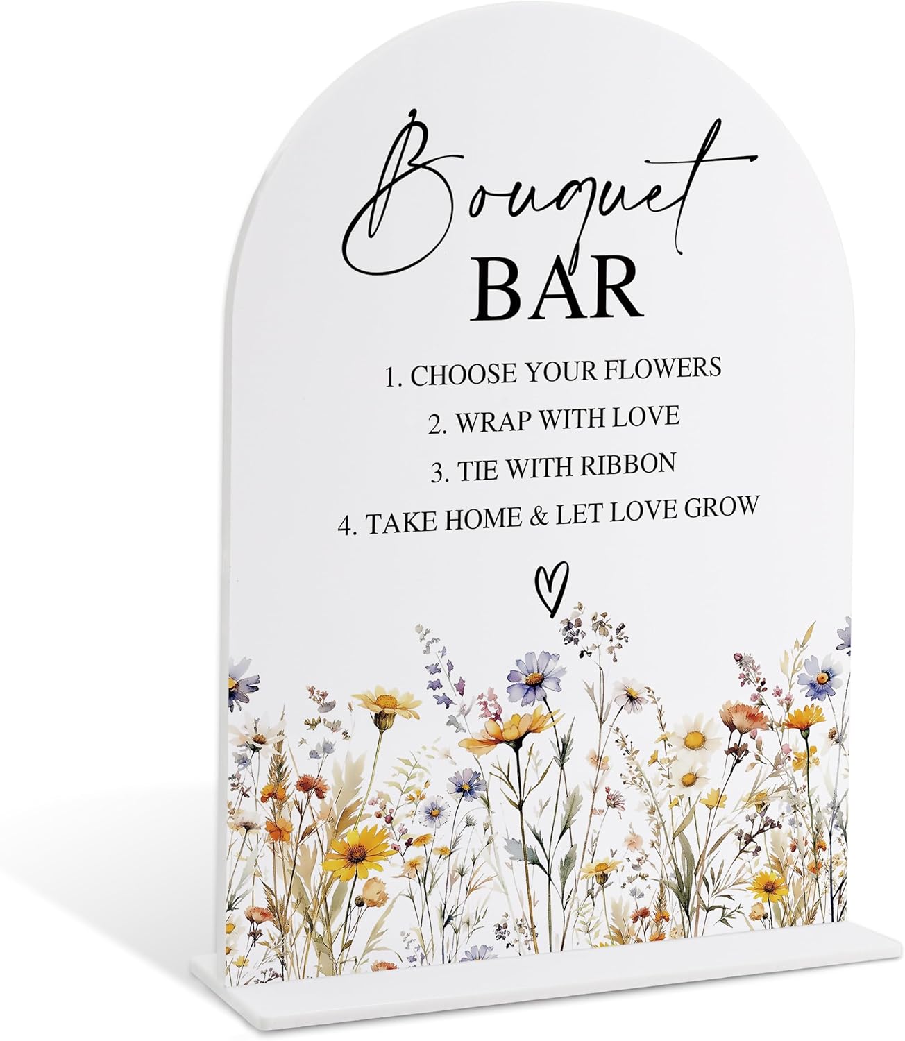 Wedding Signs for Ceremony and Reception, Boho Floral Acrylic Bouquet Bar Sign, Wedding Signage with Stand, Bridal Shower Table Centerpieces, Bouquet Bar Supplies for Engagement Reception Event, 24
