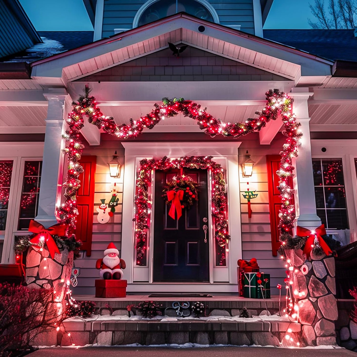 JMEXSUSS 500 LED Red and White Christmas Lights, 8 Modes 163ft String Lights Plug in with Remote Control, Clear Wire Christmas String Lights Outdoor Waterproof for Outside Tree Yard Wedding