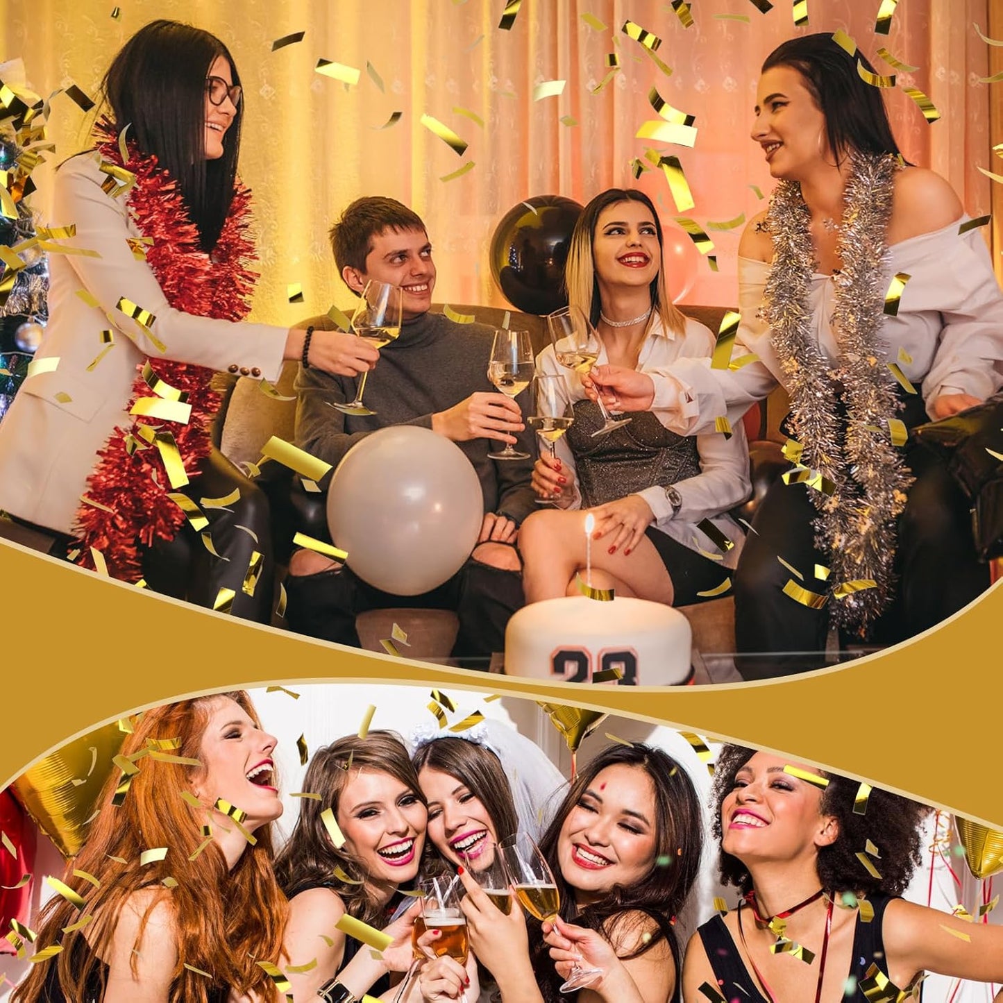 Gold Confetti Cannons for Any Celebration | 5-Pack 12-Inch Party Poppers for Weddings, Birthdays, Graduations, and More.
