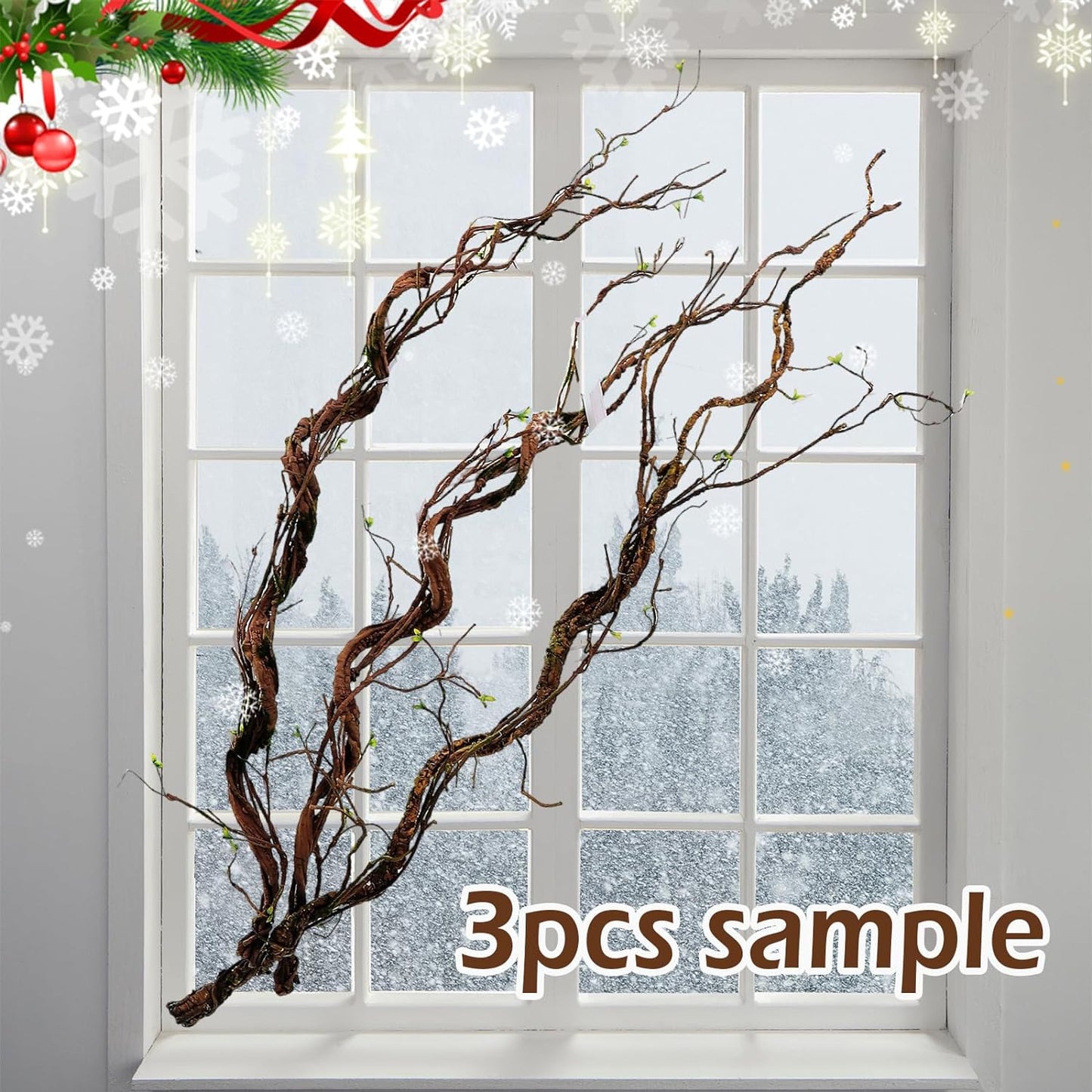 1Pcs 63in Wall Hanging Artificial Plants Tree Trunk Fake Cherry Tree Branches Rattan Liana Cane Vine for Wedding Outdoor Garden Home Living Room Christmas Decoration