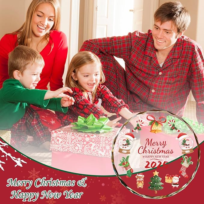 Merry Christmas Christmas Ornaments, 2025 Glass Christmas Ornament, 3 Inch Crystal Round Tree Decoration with Gift Box, Holiday Keepsake Gift for Family & Friends