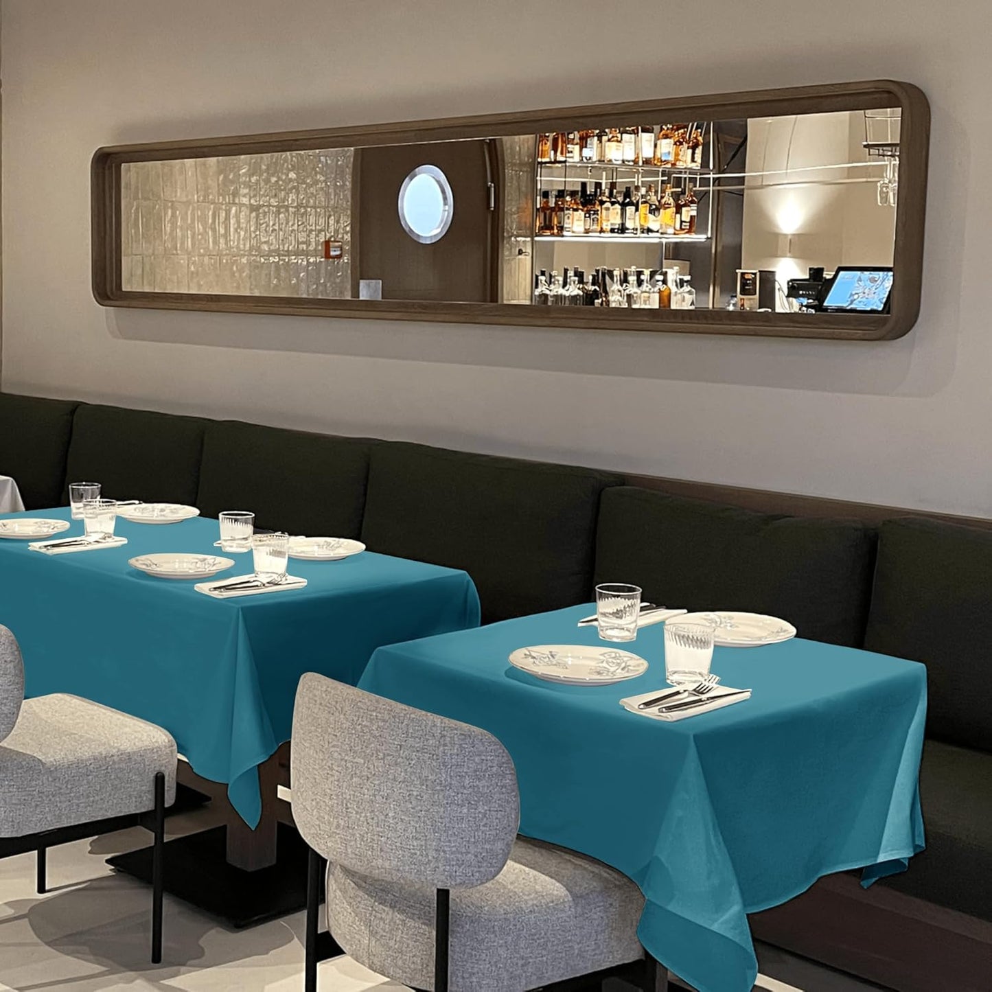 sancua Square Tablecloths 54x54 Inch, 2 Pack - Teal Fabric Table Cloth for Square or Round Tables, Washable Polyester Table Cover for Dinner, Holiday Party, Decorative Display Tables