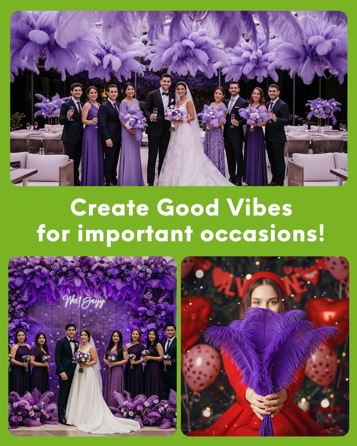 NEWONG 30pcs Purple Ostrich Feathers Natural Bulk 8-10inch(20-25cm) Vase Craft Wedding Home Party Centerpieces Christmas Day Decoration