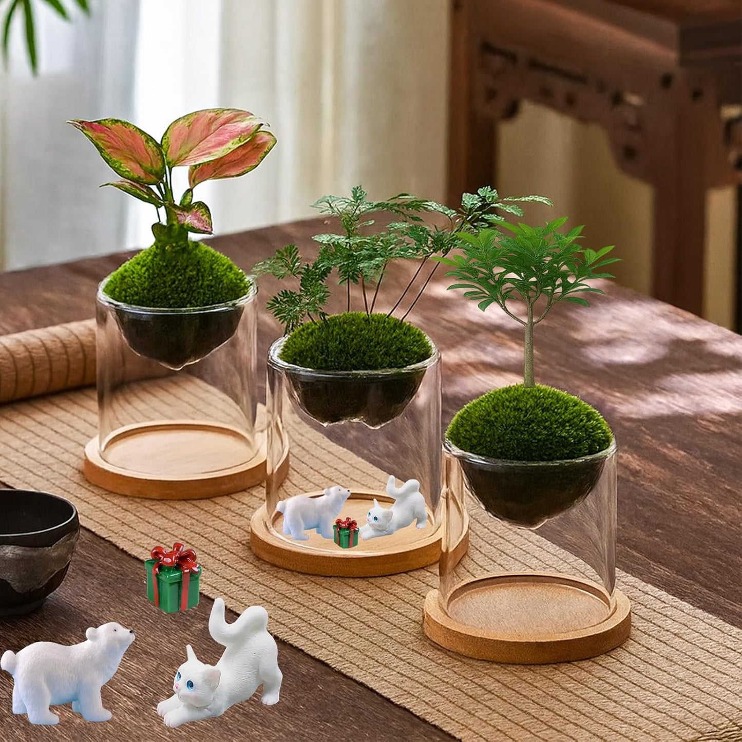 4 in 1 Plant Propagation Station Hydroponic Vase Planter Pot,Indoor Glass Terrarium Planter,Fresh Herb Garden Grow Kit,Home Office Decor,Christmas Birthday Gift for Gardener Women Parents Garden Lover