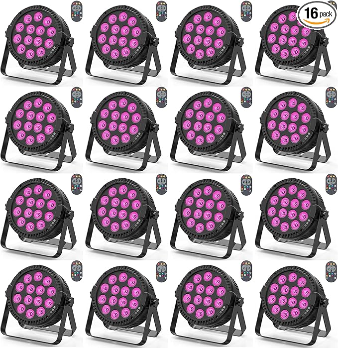 RGBW 4-in-1 Stage Lights, 80W LED Par Lights with DMX512/Remote/Sound Acitvated Control, Uplights for Events, Wedding, Parties, Dance, Stage - 16Packs