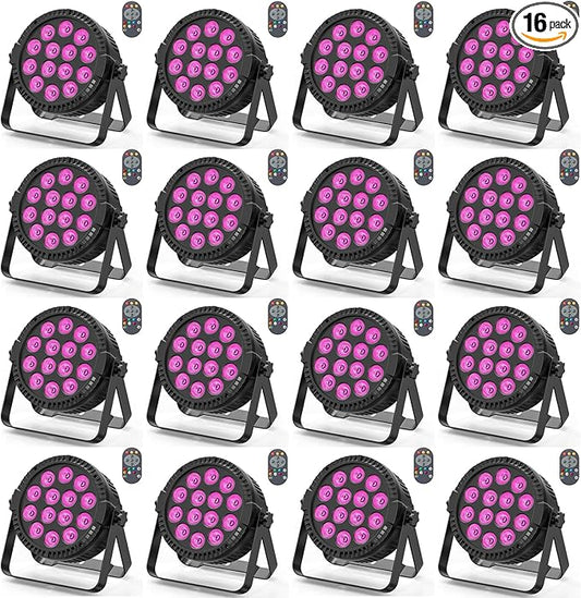 RGBW 4-in-1 Stage Lights, 80W LED Par Lights with DMX512/Remote/Sound Acitvated Control, Uplights for Events, Wedding, Parties, Dance, Stage - 16Packs