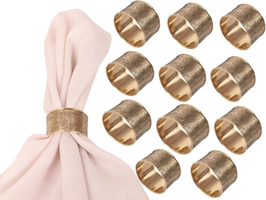 Gorgeous Beautifully Handcrafted Floral Large Size Gold Color Party Dining Table Napkin Holders (Set of 12)