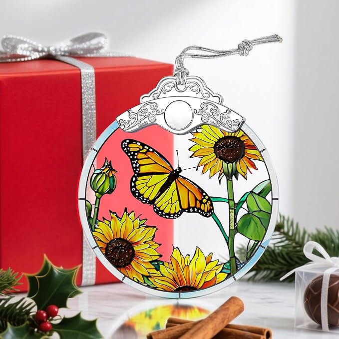 Stained Glass Ornament, Christmas Ornament, Hanging Ornaments for Home Decor & Christmas Tree Ornaments – Exquisite Holiday Decor, Xmas Gifts & Holiday Present - Monarch Butterfly