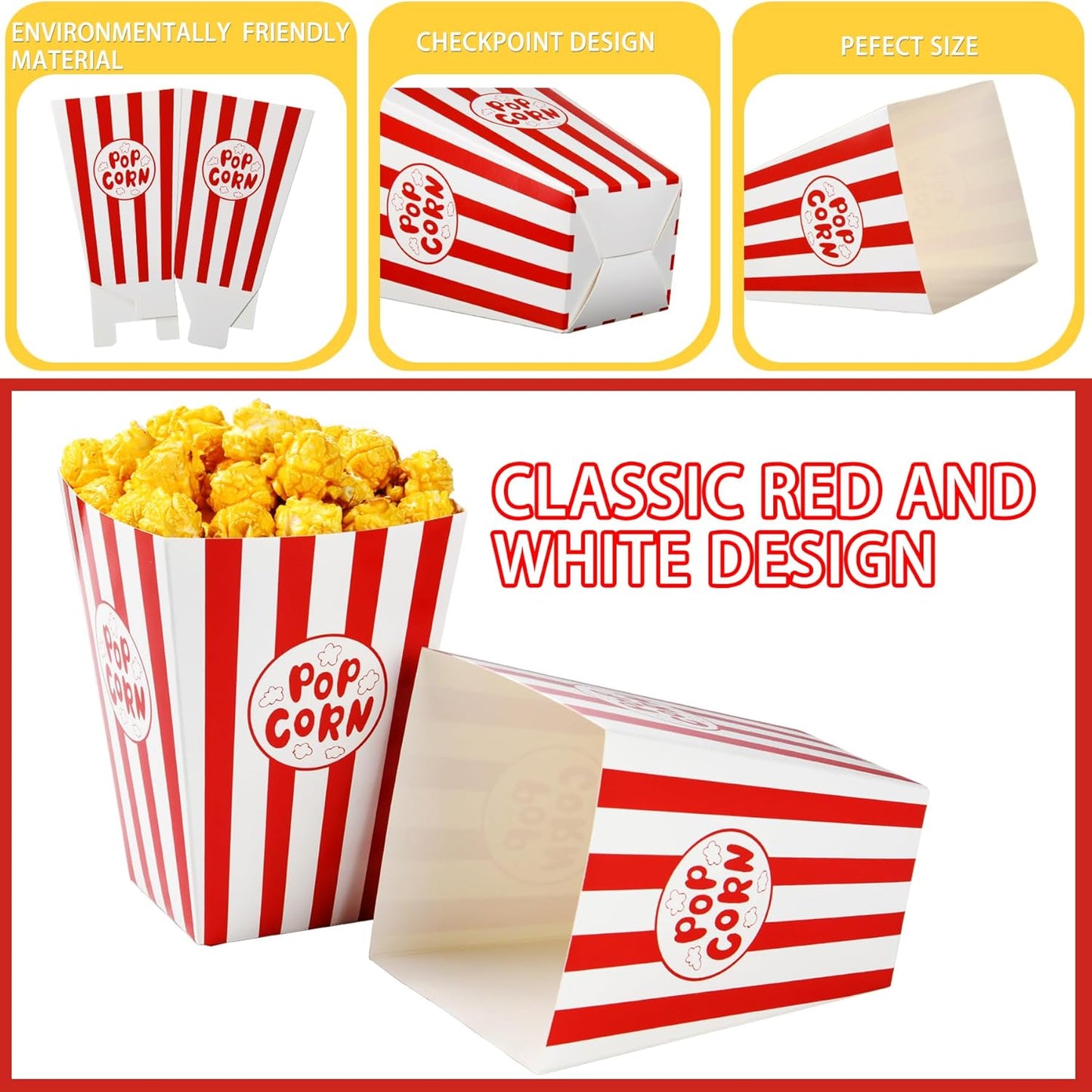 24set Movie Night Party Favors include Paper Popcorn Box Cellophane Bags and Ticket for Movie Theme Birthday Wedding Party Supplies