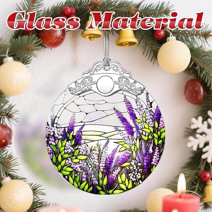 Stained Glass Ornament, Flower Christmas Decorations, Christmas Ornaments for Tree, Holiday Ornament, Flower Lovers Gifts, Holiday Party Gifts, Gift Ideas & Xmas Gift - Lavender