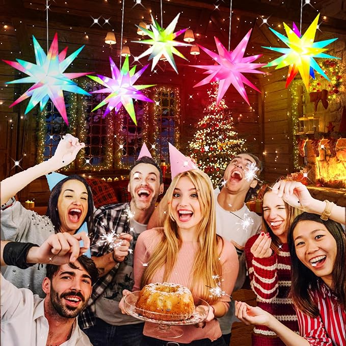 Christmas Tree Topper Star, Smart LED Lighted Christmas Treetop Decorations with Remote, Bluetooth App Control-Music Sync Color Changing, Hanging Star Decor for Indoor/Outdoor-16 Inches